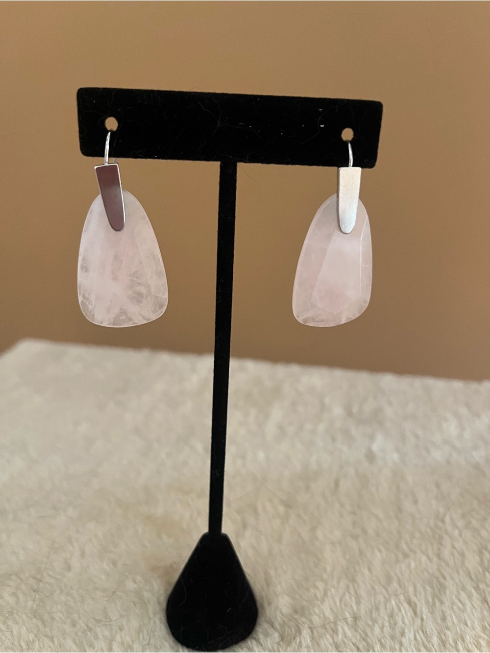 Kendra Scott Marty Rose Quartz Drop Earrings with Silver Accents
